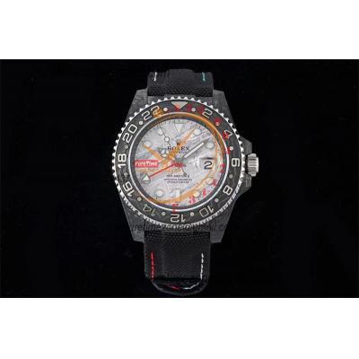 GMT Master II 126710 VR3186 Automatic Mens Watch Best Edition DIWF Carbon Case Meteorites Dial Black Nylon Strap