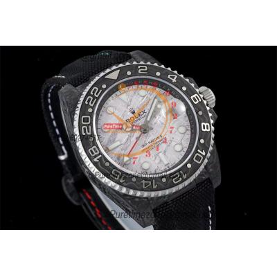 GMT Master II 126710 VR3186 Automatic Mens Watch Best Edition DIWF Carbon Case Meteorites Dial Black Nylon Strap