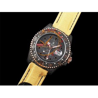 GMT Master II 126710 VR3186 Automatic Mens Watch Best Edition DIWF Carbon Case Black Dial Yellow Nylon Strap