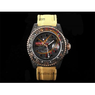 GMT Master II 126710 VR3186 Automatic Mens Watch Best Edition DIWF Carbon Case Black Dial Yellow Nylon Strap