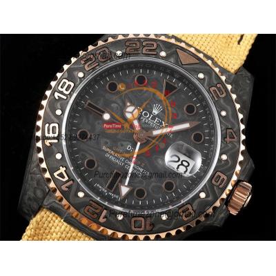 GMT Master II 126710 VR3186 Automatic Mens Watch Best Edition DIWF Carbon Case Black Dial Yellow Nylon Strap