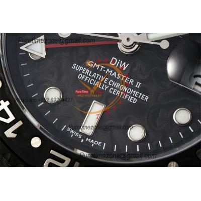 GMT Master II 126710 VR3186 Automatic Mens Watch Best Edition DIWF Carbon Case Black Dial White Nylon Strap