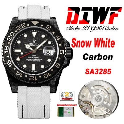 GMT Master II 126710 VR3186 Automatic Mens Watch Best Edition DIWF Carbon Case Black Dial White Nylon Strap