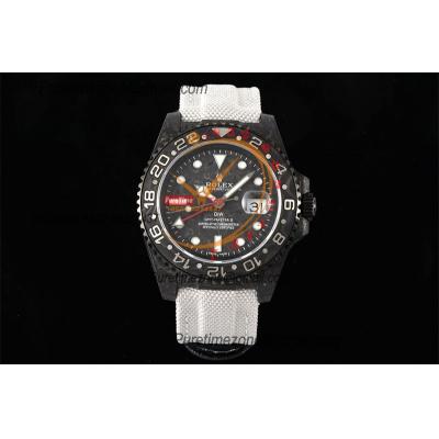 GMT Master II 126710 VR3186 Automatic Mens Watch Best Edition DIWF Carbon Case Black Dial White Nylon Strap