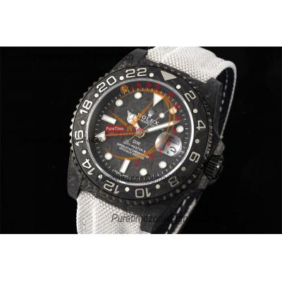 GMT Master II 126710 VR3186 Automatic Mens Watch Best Edition DIWF Carbon Case Black Dial White Nylon Strap