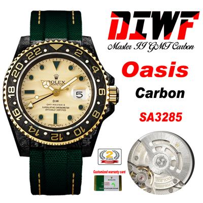 GMT Master II 126710 VR3186 Automatic Mens Watch Best Edition DIWF Carbon Case Yellow Dial Green Nylon Strap