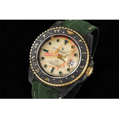 GMT Master II 126710 VR3186 Automatic Mens Watch Best Edition DIWF Carbon Case Yellow Dial Green Nylon Strap