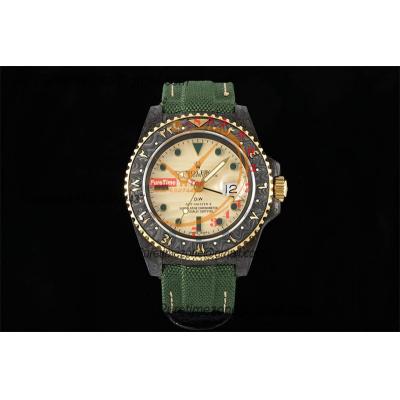 GMT Master II 126710 VR3186 Automatic Mens Watch Best Edition DIWF Carbon Case Yellow Dial Green Nylon Strap