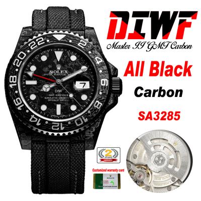 GMT Master II 126710 VR3186 Automatic Mens Watch Best Edition DIWF Carbon Case All Black Dial Nylon Strap