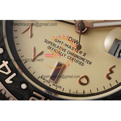 GMT Master II 126710 VR3186 Automatic Mens Watch Best Edition DIWF Carbon Case YellowDial Brown Nylon Strap