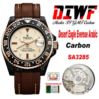 GMT Master II 126710 VR3186 Automatic Mens Watch Best Edition DIWF Carbon Case YellowDial Brown Nylon Strap