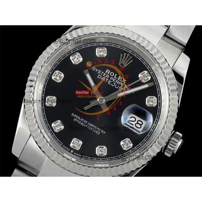 Datejust 36 126234 SA3235 Automatic Mens Watch Best Edition DIWF Black Diamonds Dial 904L Oyster Steel Bracelet