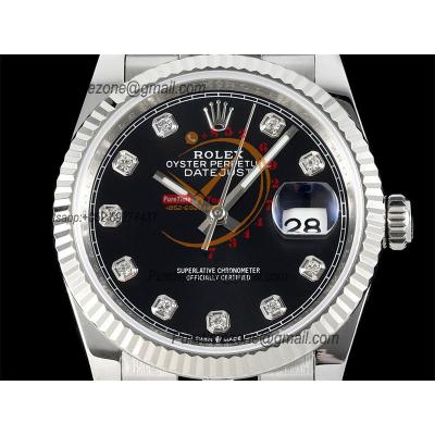 Datejust 36 126234 SA3235 Automatic Mens Watch Best Edition DIWF Black Diamonds Dial 904L Oyster Steel Bracelet