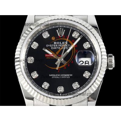 Datejust 36 126234 SA3235 Automatic Mens Watch Best Edition DIWF Black Diamonds Dial 904L Jubilee Steel Bracelet