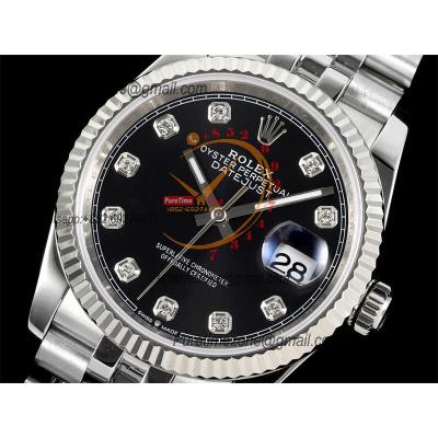 Datejust 36 126234 SA3235 Automatic Mens Watch Best Edition DIWF Black Diamonds Dial 904L Jubilee Steel Bracelet