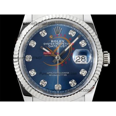 Datejust 36 126234 SA3235 Automatic Mens Watch Best Edition DIWF Blue Diamonds Dial 904L Oyster Steel Bracelet