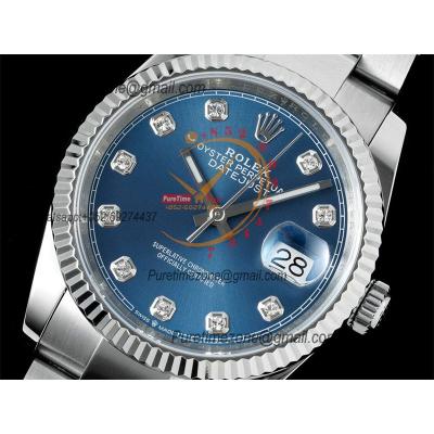 Datejust 36 126234 SA3235 Automatic Mens Watch Best Edition DIWF Blue Diamonds Dial 904L Oyster Steel Bracelet