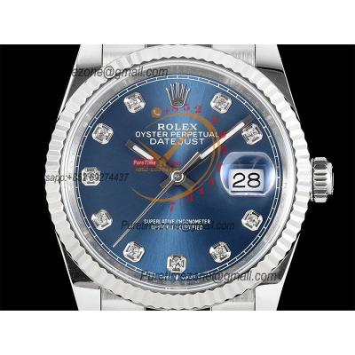 Datejust 36 126234 SA3235 Automatic Mens Watch Best Edition DIWF Blue Diamonds Dial 904L Jubilee Steel Bracelet