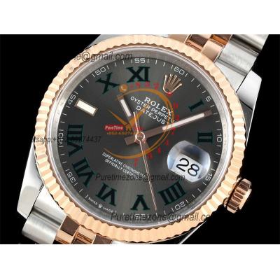 Datejust 36 126231 Wimbledon SA3235 Automatic Mens Watch Best Edition DIWF SS/RG Gray Roman Dial 904L Jubilee Bracelet