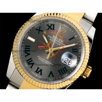 Datejust 36 126233 Wimbledon SA3235 Automatic Mens Watch Best Edition DIWF SS/YG Gray Roman Dial 904L Oyster Bracelet