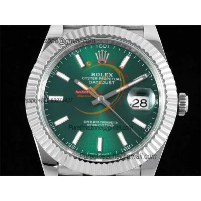 Datejust 41 126334 SA3235 Automatic Mens Watch Best Edition DIWF Green Stick Dial 904L SS Jubliee Bracelet