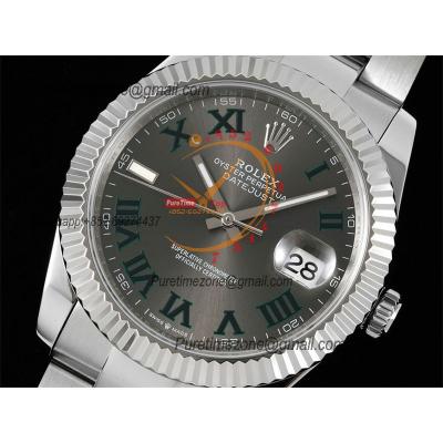 Datejust 41 126334 Wimbledon SA3235 Automatic Mens Watch Best Edition DIWF Gray Roman Dial 904L Oyster Bracelet