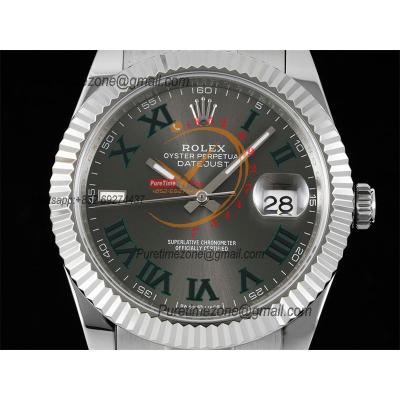 Datejust 41 126334 Wimbledon SA3235 Automatic Mens Watch Best Edition DIWF Gray Roman Dial 904L Oyster Bracelet