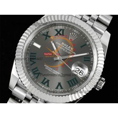 Datejust 41 126334 Wimbledon SA3235 Automatic Mens Watch Best Edition DIWF Gray Roman Dial 904L Jubilee Bracelet