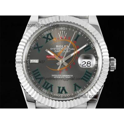 Datejust 41 126334 Wimbledon SA3235 Automatic Mens Watch Best Edition DIWF Gray Roman Dial 904L Jubilee Bracelet