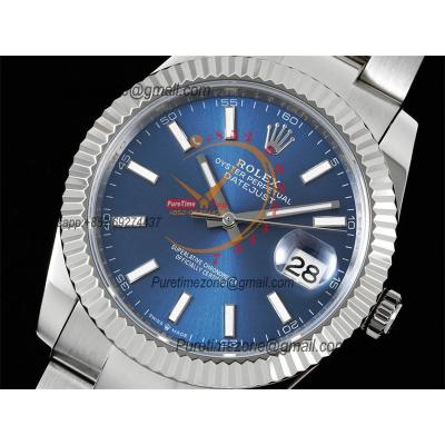 Datejust 41 126334 SA3235 Automatic Mens Watch Best Edition DIWF Blue Stick Dial 904L SS Oyster Bracelet