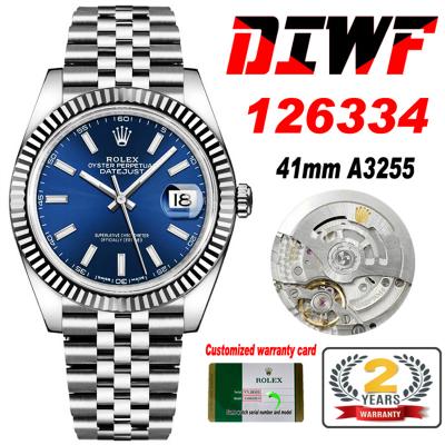 Datejust 41 126334 SA3235 Automatic Mens Watch Best Edition DIWF Blue Stick Dial 904L SS Jubilee Bracelet