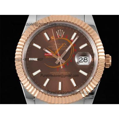 Datejust 41 126331 SA3235 Automatic Mens Watch Best Edition DIWF SS/RG Brown Stick Dial 904L SS Oyster Bracelet