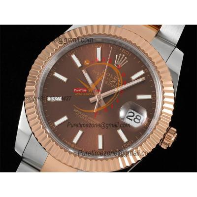 Datejust 41 126331 SA3235 Automatic Mens Watch Best Edition DIWF SS/RG Brown Stick Dial 904L SS Oyster Bracelet