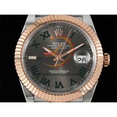 Datejust 41 126331 Wimbledon SA3235 Automatic Mens Watch Best Edition DIWF SS/RG Gray Roman Dial 904L Jubilee Bracelet