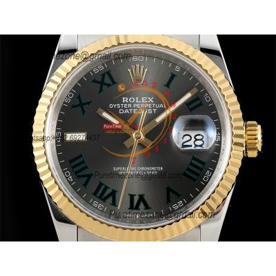 Datejust 41 126333 Wimbledon SA3235 Automatic Mens Watch Best Edition DIWF SS/YG Gray Roman Dial 904L Oyster Bracelet