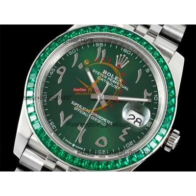 Datejust 41 126333 SA3235 Automatic Mens Watch Best Edition DIWF Diamond Bezel Green Arabic Dial 904L Jubilee Bracelet