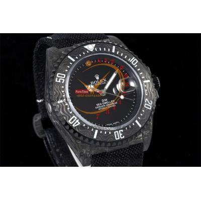 Sea Dweller 43mm Carbon ATOM A3235 Automatic Mens Watch Best Edition DIWF Black White Dial Nylon Strap