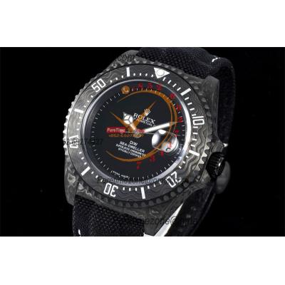 Sea Dweller 43mm Carbon ATOM A3235 Automatic Mens Watch Best Edition DIWF Black White Dial Nylon Strap