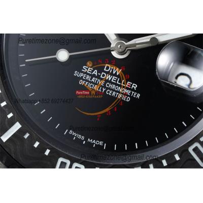 Sea Dweller 43mm Carbon ATOM A3235 Automatic Mens Watch Best Edition DIWF Black White Dial Nylon Strap