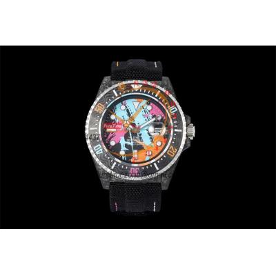 Sea Dweller 43mm Carbon Motley A3235 Automatic Mens Watch Best Edition DIWF Graffiti Dial Nylon Strap