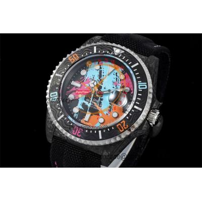 Sea Dweller 43mm Carbon Motley A3235 Automatic Mens Watch Best Edition DIWF Graffiti Dial Nylon Strap