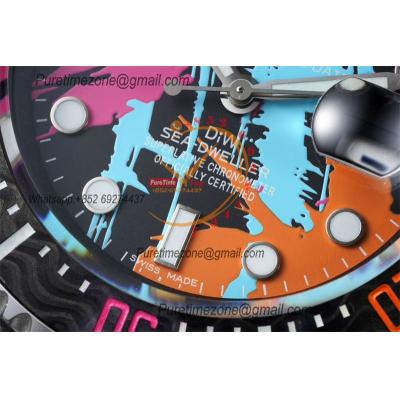 Sea Dweller 43mm Carbon Motley A3235 Automatic Mens Watch Best Edition DIWF Graffiti Dial Nylon Strap