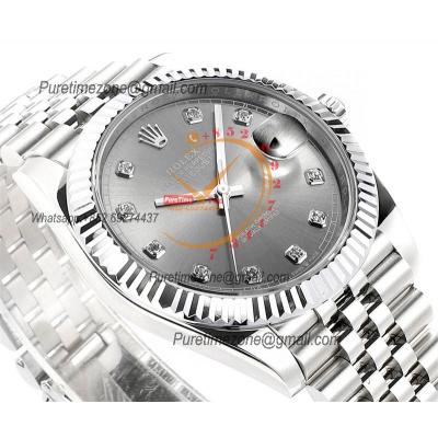 Datejust 41 126334 DD3235 Automatic Mens Watch Best Edition DDF Gray Diamonds Dial 904L SS Jubilee Bracelet