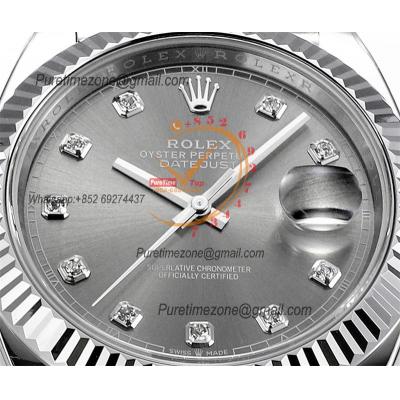 Datejust 41 126334 DD3235 Automatic Mens Watch Best Edition DDF Gray Diamonds Dial 904L SS Jubilee Bracelet