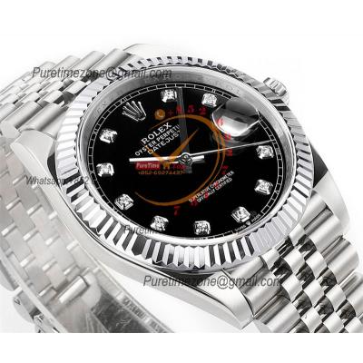 Datejust 41 126334 DD3235 Automatic Mens Watch Best Edition DDF Black Diamonds Dial 904L SS Jubilee Bracelet