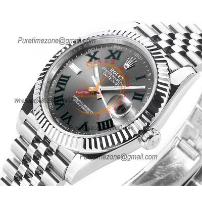 Datejust 41 126334 Wimbledon DD3235 Automatic Mens Watch Best Edition DDF Gray Roman Dial 904L SS Jubilee Bracelet