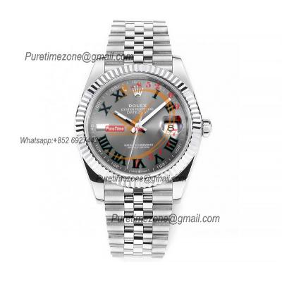 Datejust 41 126334 Wimbledon DD3235 Automatic Mens Watch Best Edition DDF Gray Roman Dial 904L SS Jubilee Bracelet