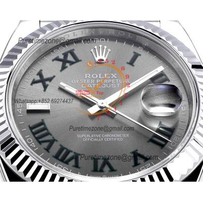 Datejust 41 126334 Wimbledon DD3235 Automatic Mens Watch Best Edition DDF Gray Roman Dial 904L SS Jubilee Bracelet