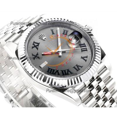 Datejust 41 126334 Wimbledon DD3235 Automatic Mens Watch Best Edition DDF Gray Roman Dial 904L SS Jubilee Bracelet