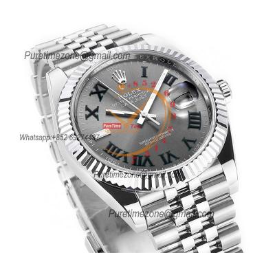 Datejust 41 126334 Wimbledon DD3235 Automatic Mens Watch Best Edition DDF Gray Roman Dial 904L SS Jubilee Bracelet